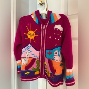 Girls hand knit Peruvian sweater